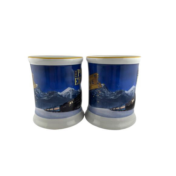 Polar Express Train Graphic Coffee Cocoa Mugs Set of 2 - Picture 2 of 6